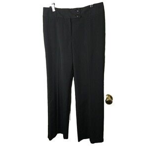 Worthington Women's Black Blue Pinstripe Button Close Dress Pants. Size 10